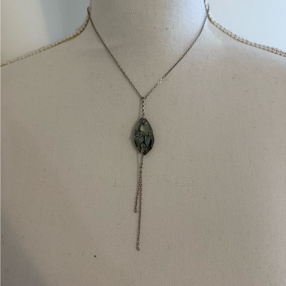 Swarovski Elegant Smoky Crystal Marquise Edgy Chain Detail Pendant Necklace New